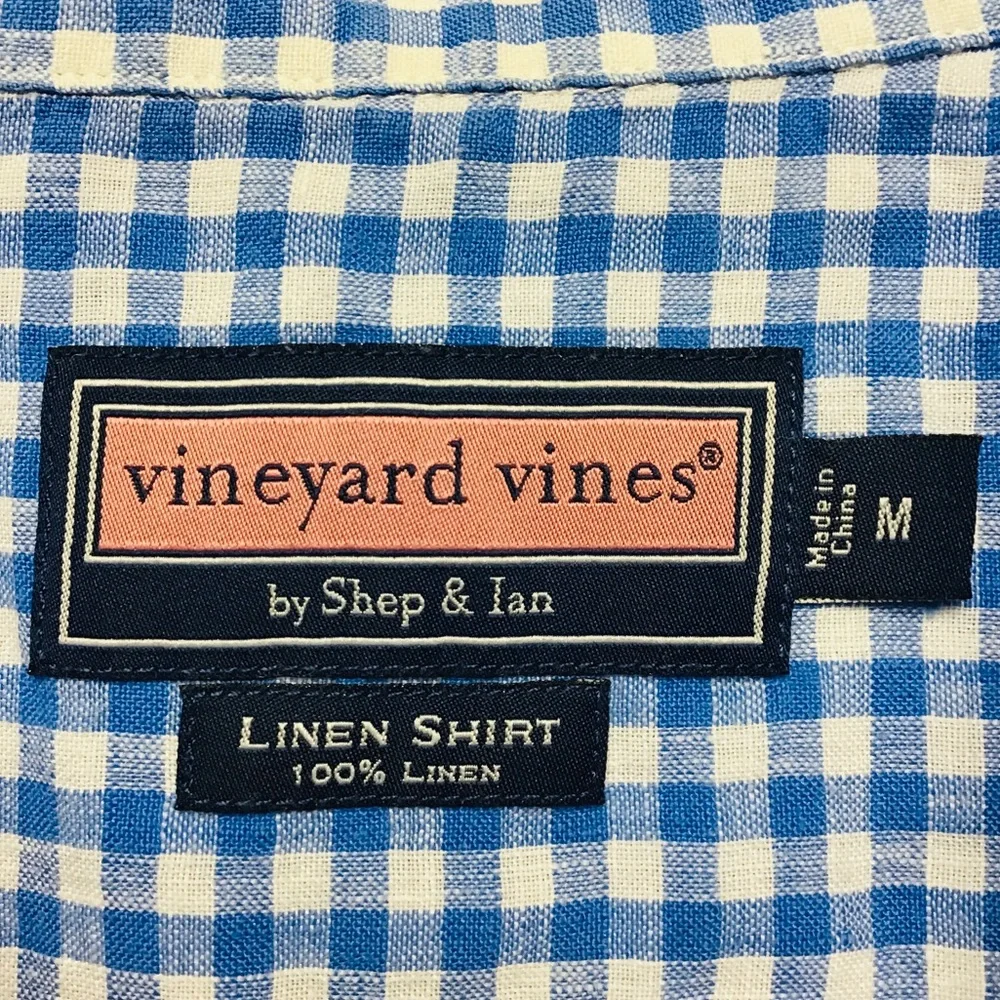 Vineyard Vines 100% linen mens long sleeve button up shirt M - Picture 3 of 8